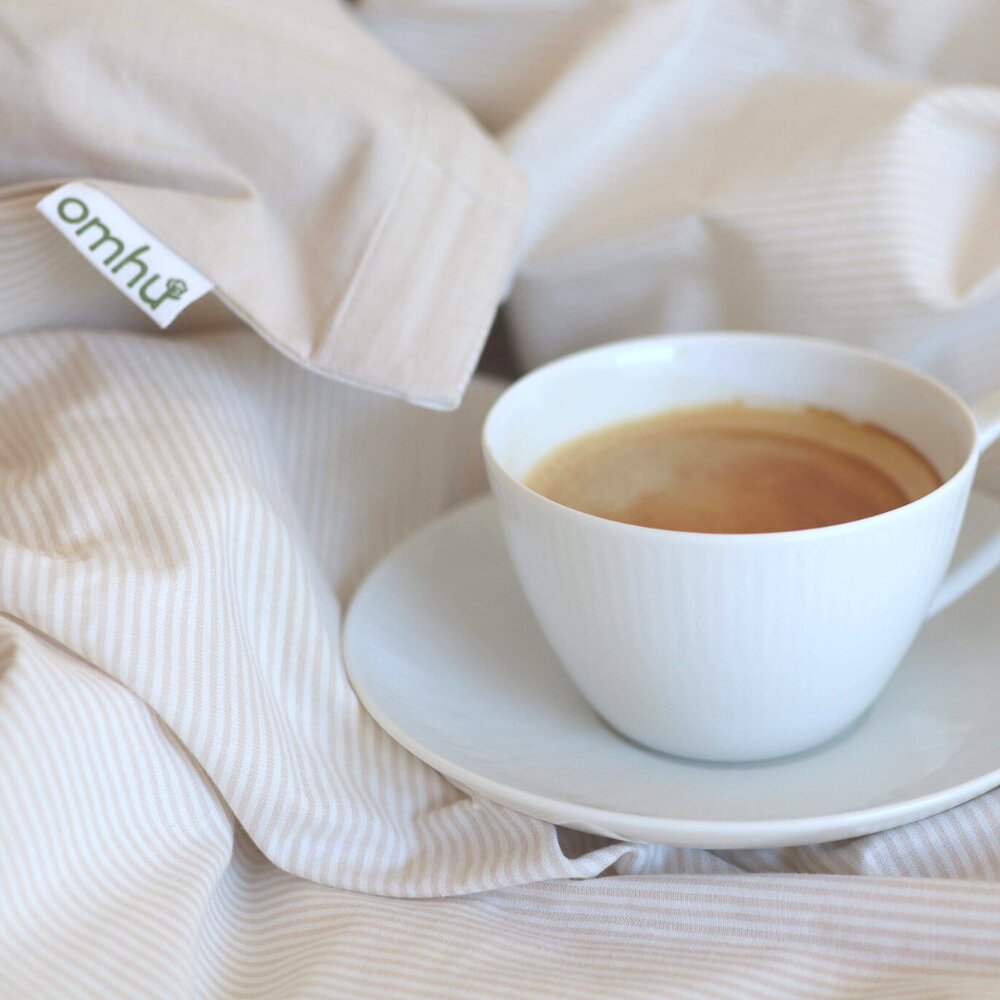 Mini Strib sengetøj - sand/hvid