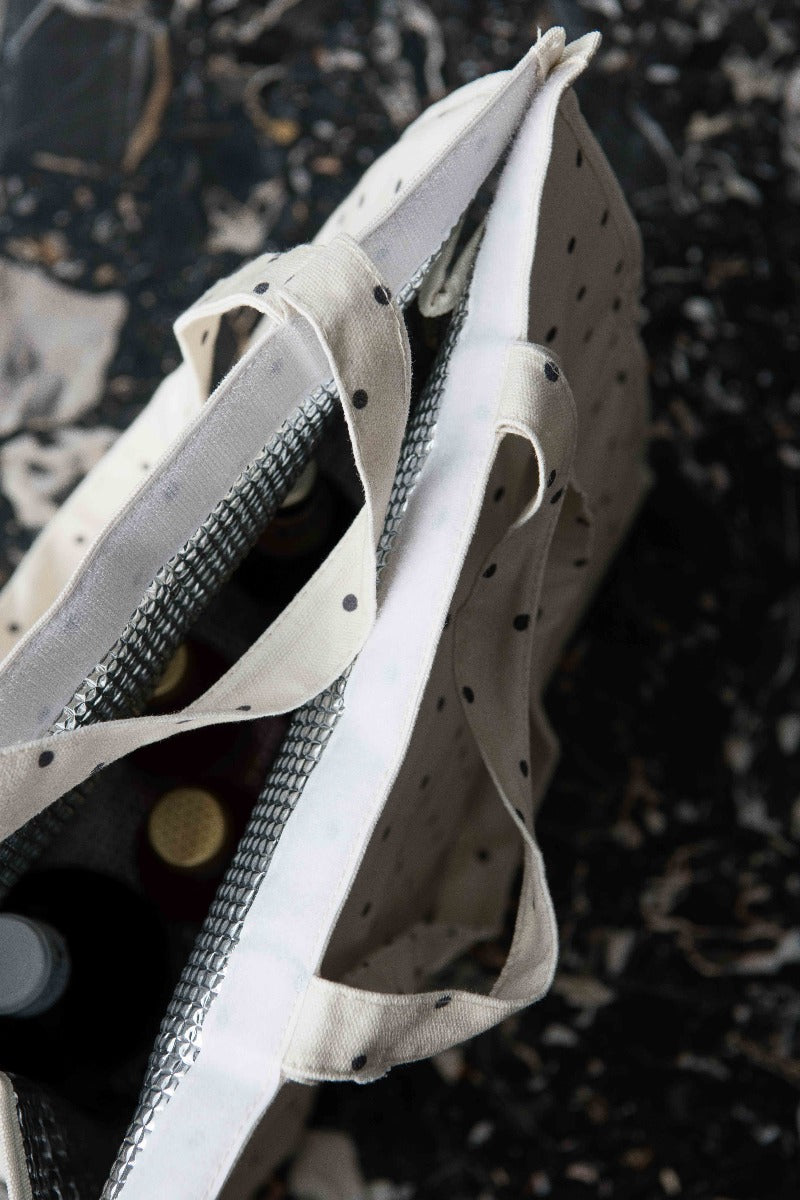 Moshi Moshi Mind Dotted køletaske, ecru/sorte -  40x35 cm. - Bahne