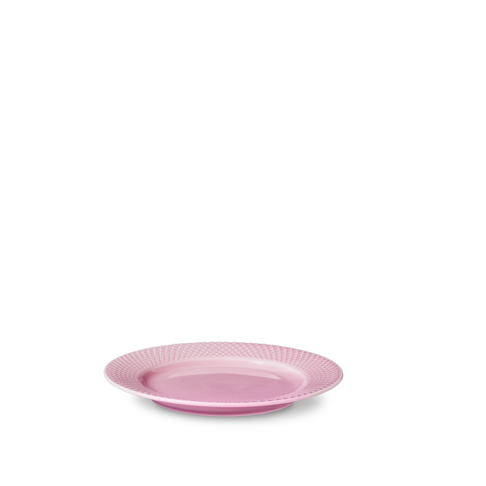 Lyngby Porcelæn Rhombe frokosttallerken, rosa - Ø: 21 cm. - Bahne