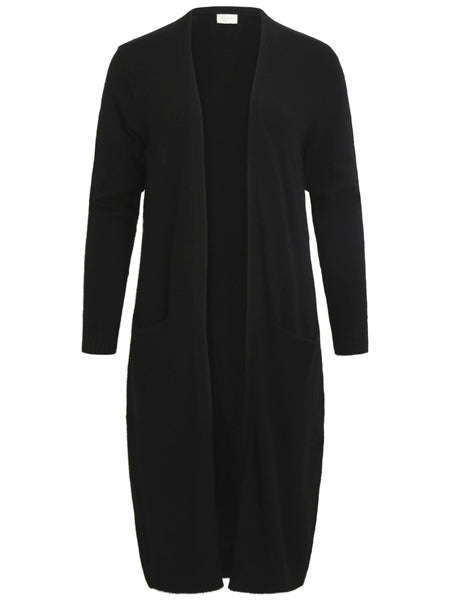 Viril lang strikket cardigan - sort