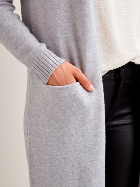 Viril lang strikket cardigan - Light Grey melange