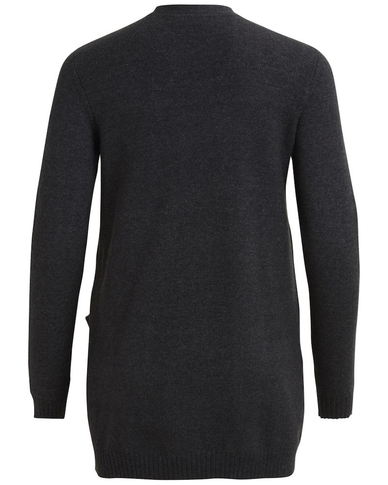 Viril l/s open knit cardigan-noos - sort