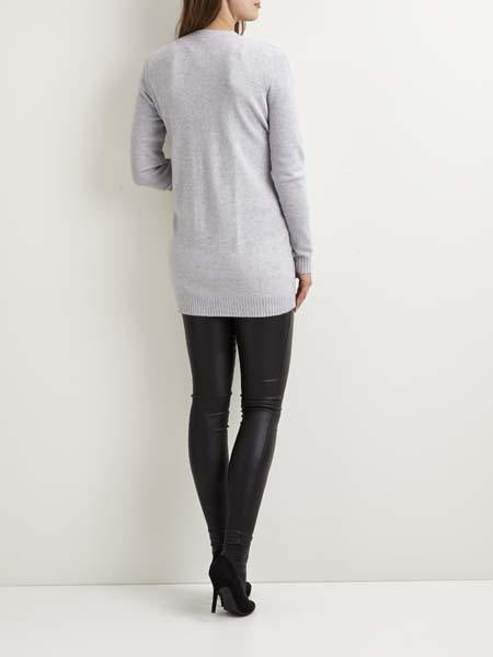 Viril open knit noos cardigan - Light Grey melange