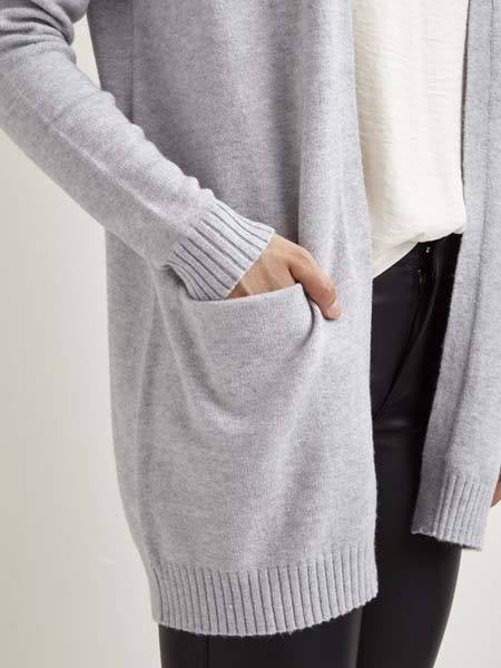 Viril open knit noos cardigan - Light Grey melange