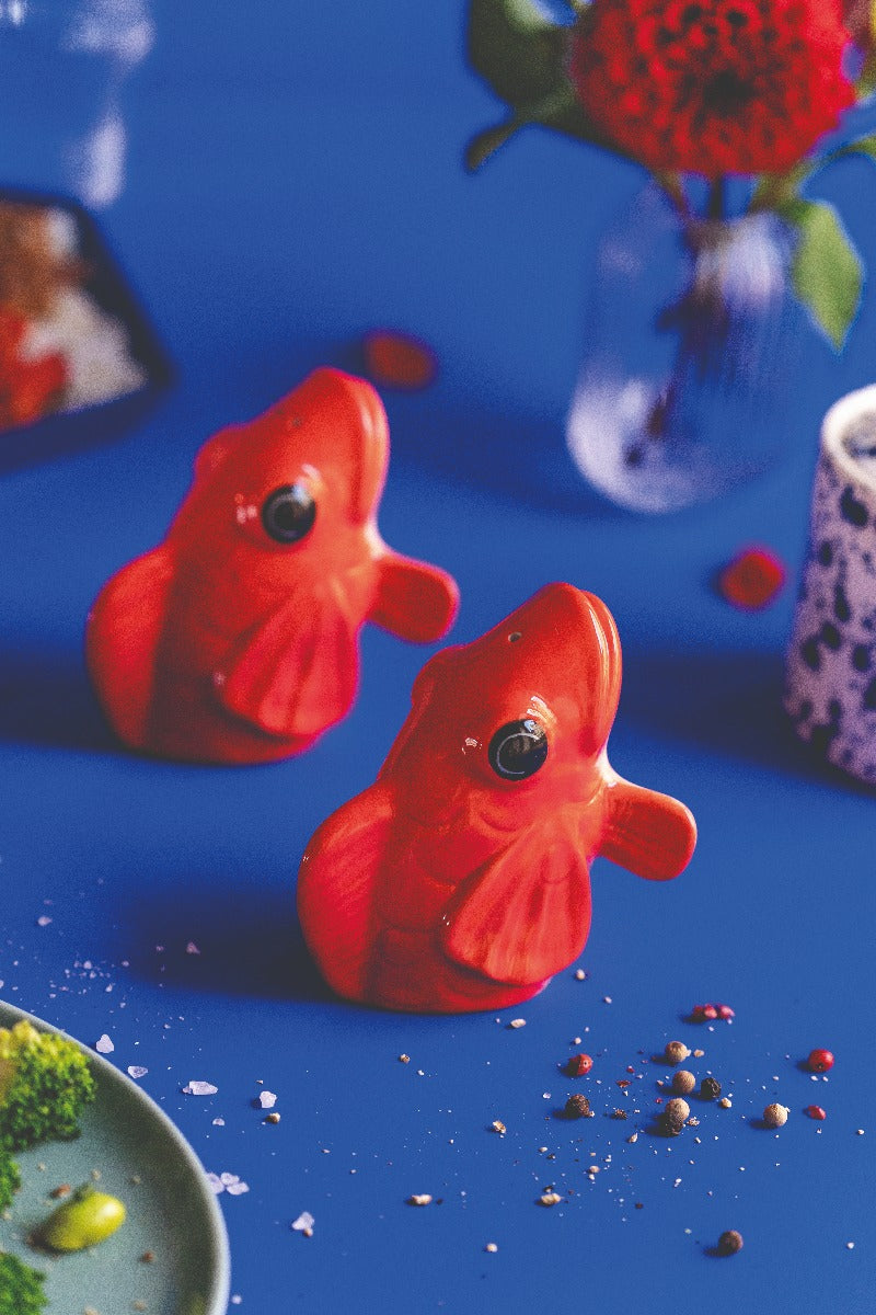 Donkey Salt- og peber dispenser, fishes for dishes - rød - Bahne