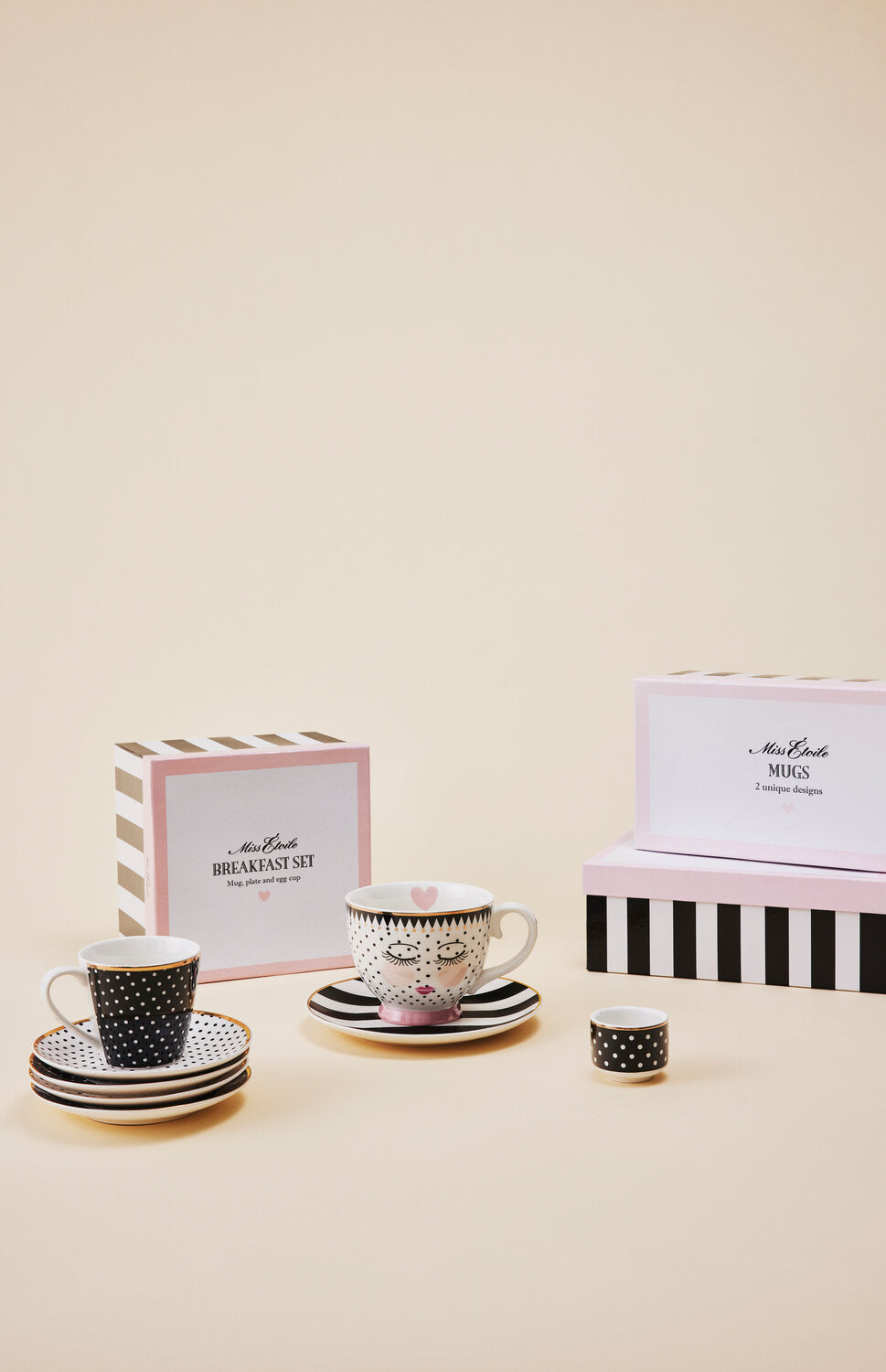 Kop, underkop & æggebære, gavesæt - Black/White