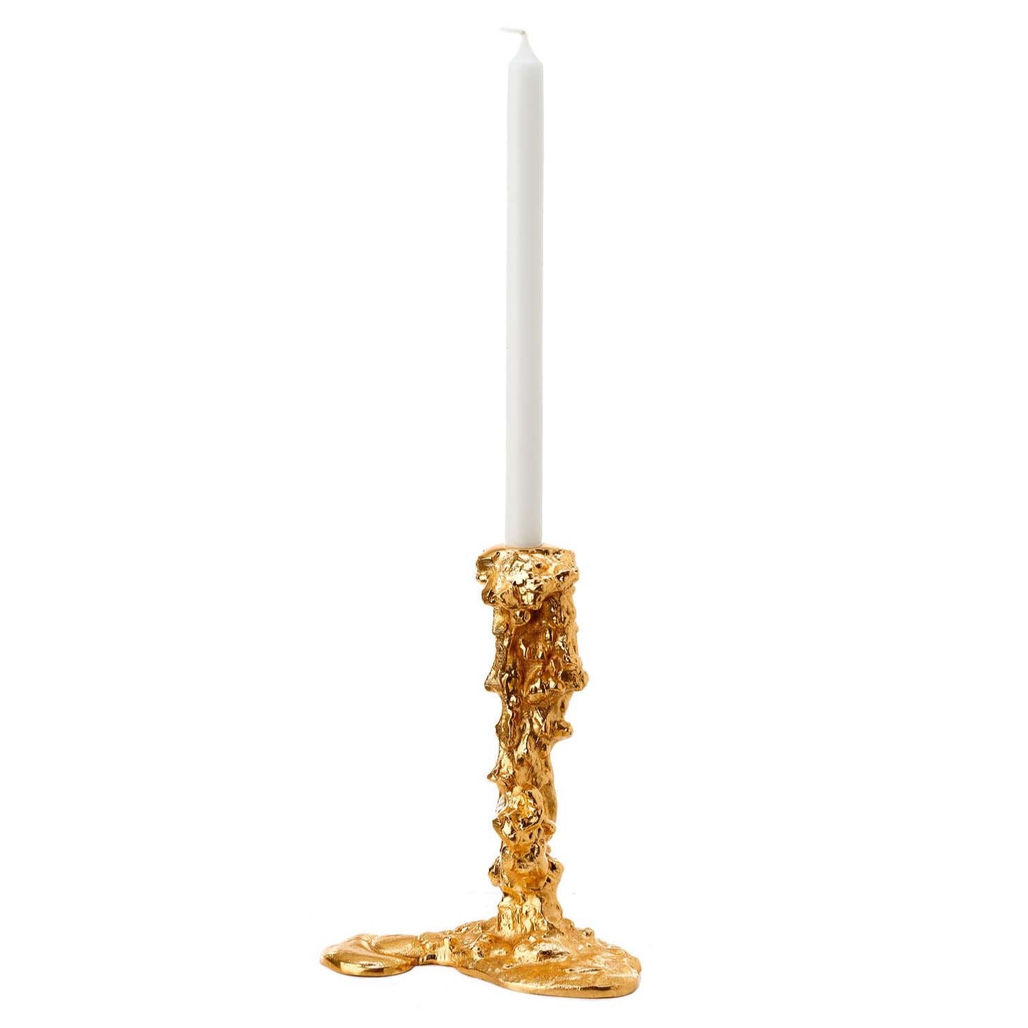 Drip lysestage, L - guldfarvet