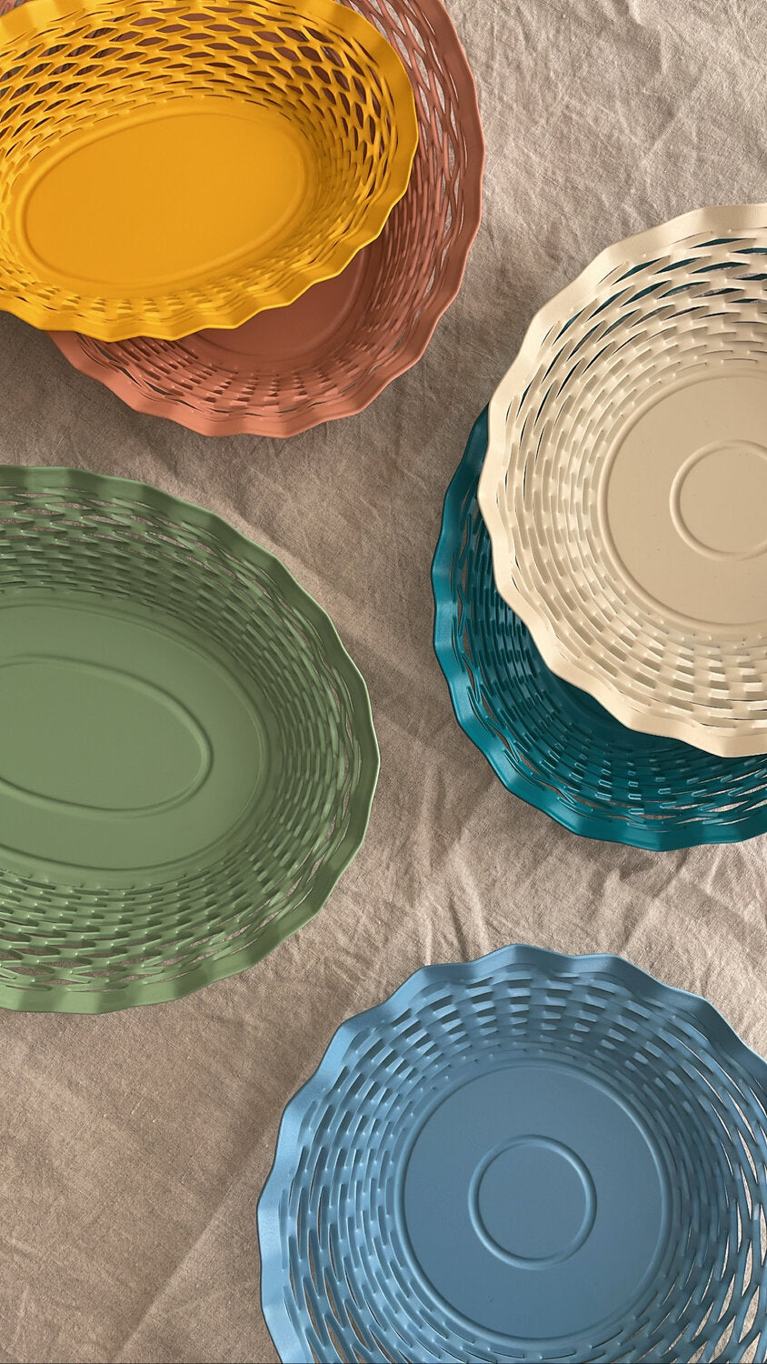 Brødkurv, rund - blå