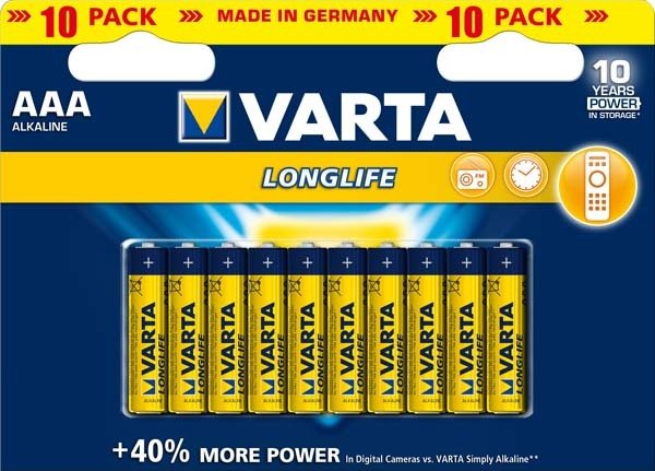 Varta Longlife batterier AAA, 10 stk. - Bahne