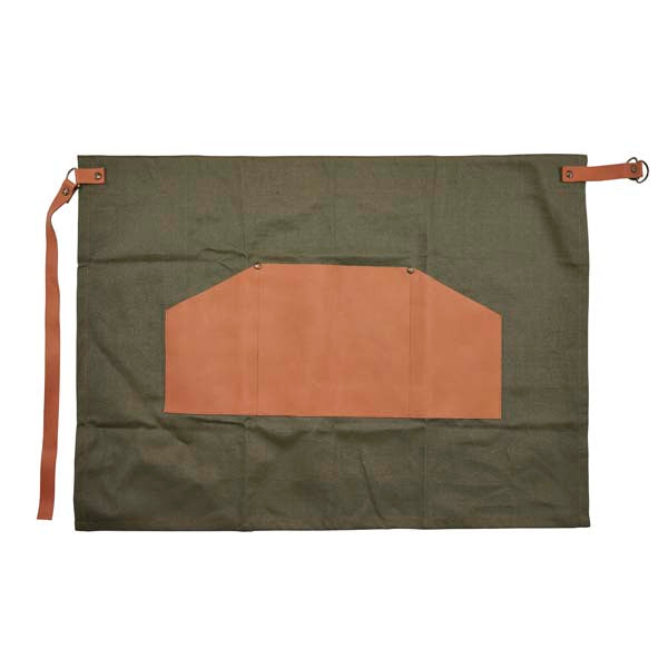 Gorms Forklæde m/ natur læder, grøn - 51x70 cm. - Bahne