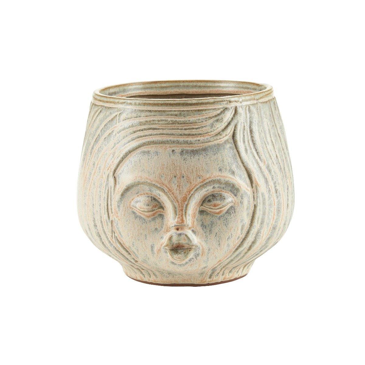 Bahne Interior Face urtepotte, beige - H: 12,5 cm. - Bahne