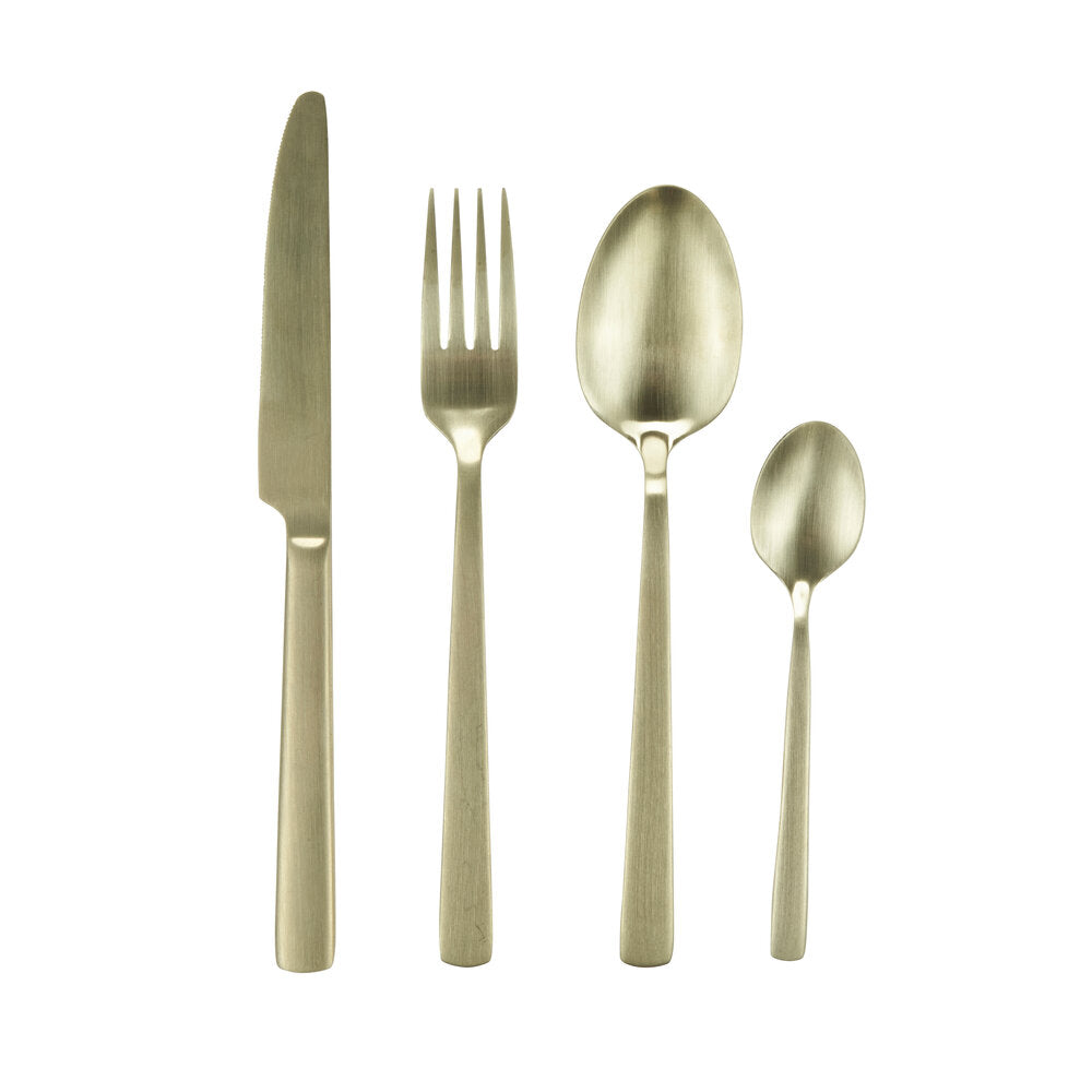Bestiksæt, champagne guld mat finish - 16 stk.