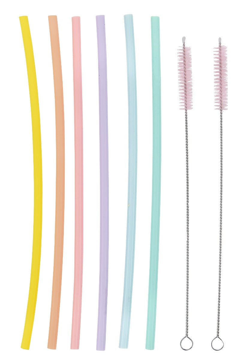 Silikone sugerør, multi - 6 stk.