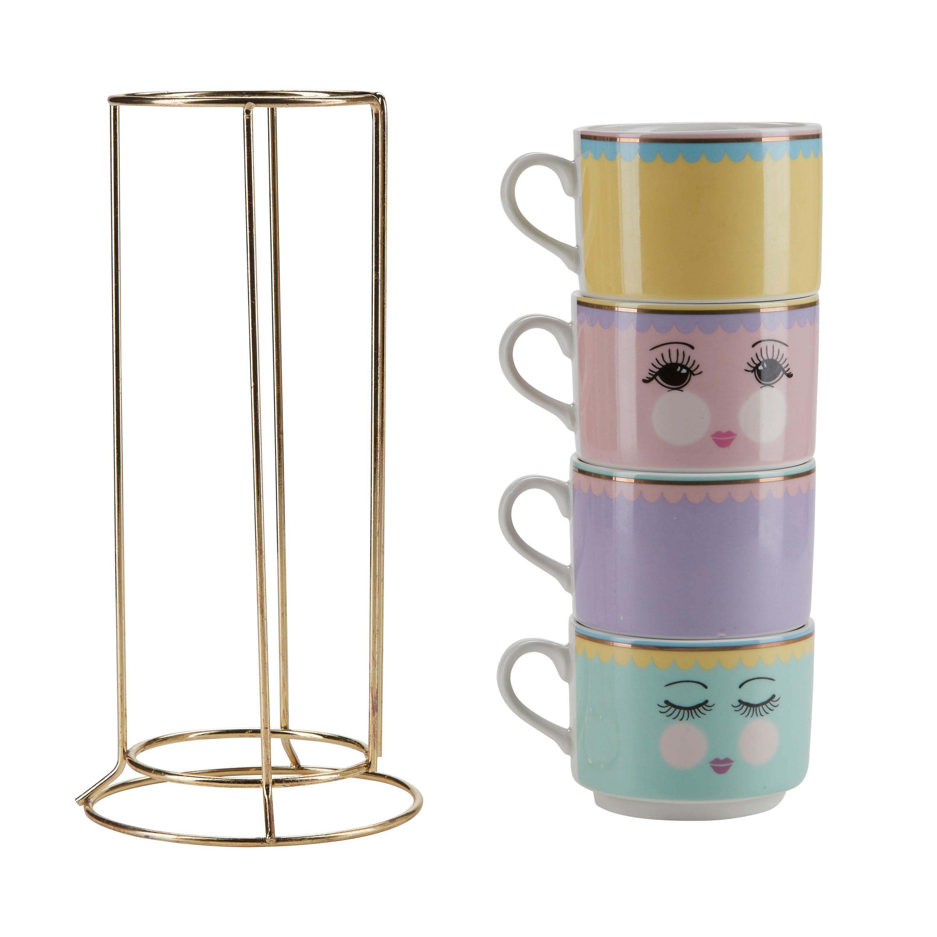 Kopper i stativ - farvet, 4 stk.