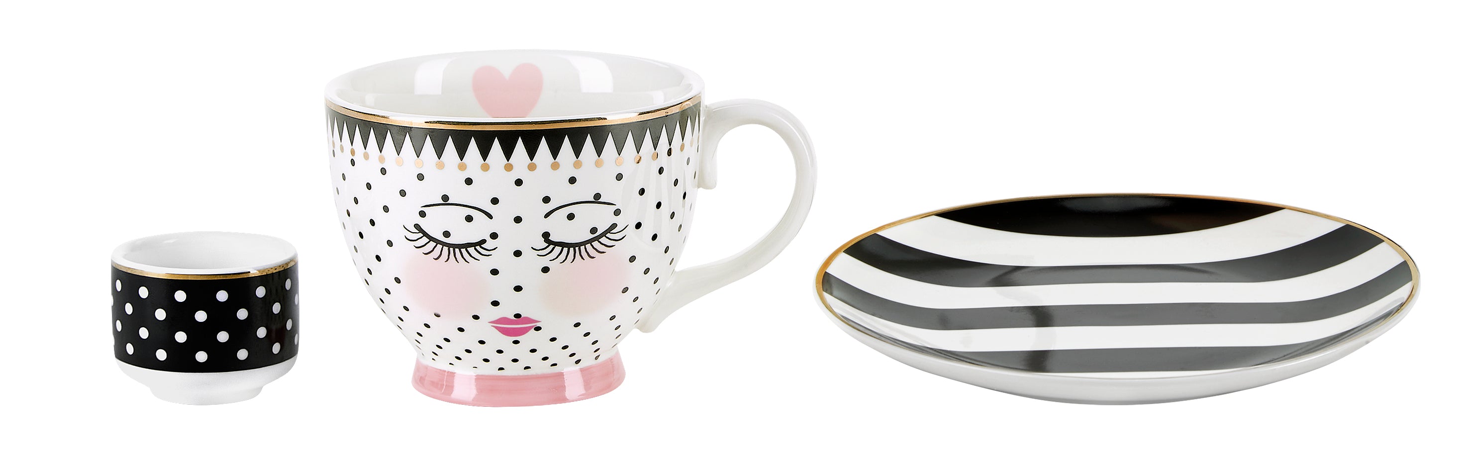 Kop, underkop & æggebære, gavesæt - Black/White