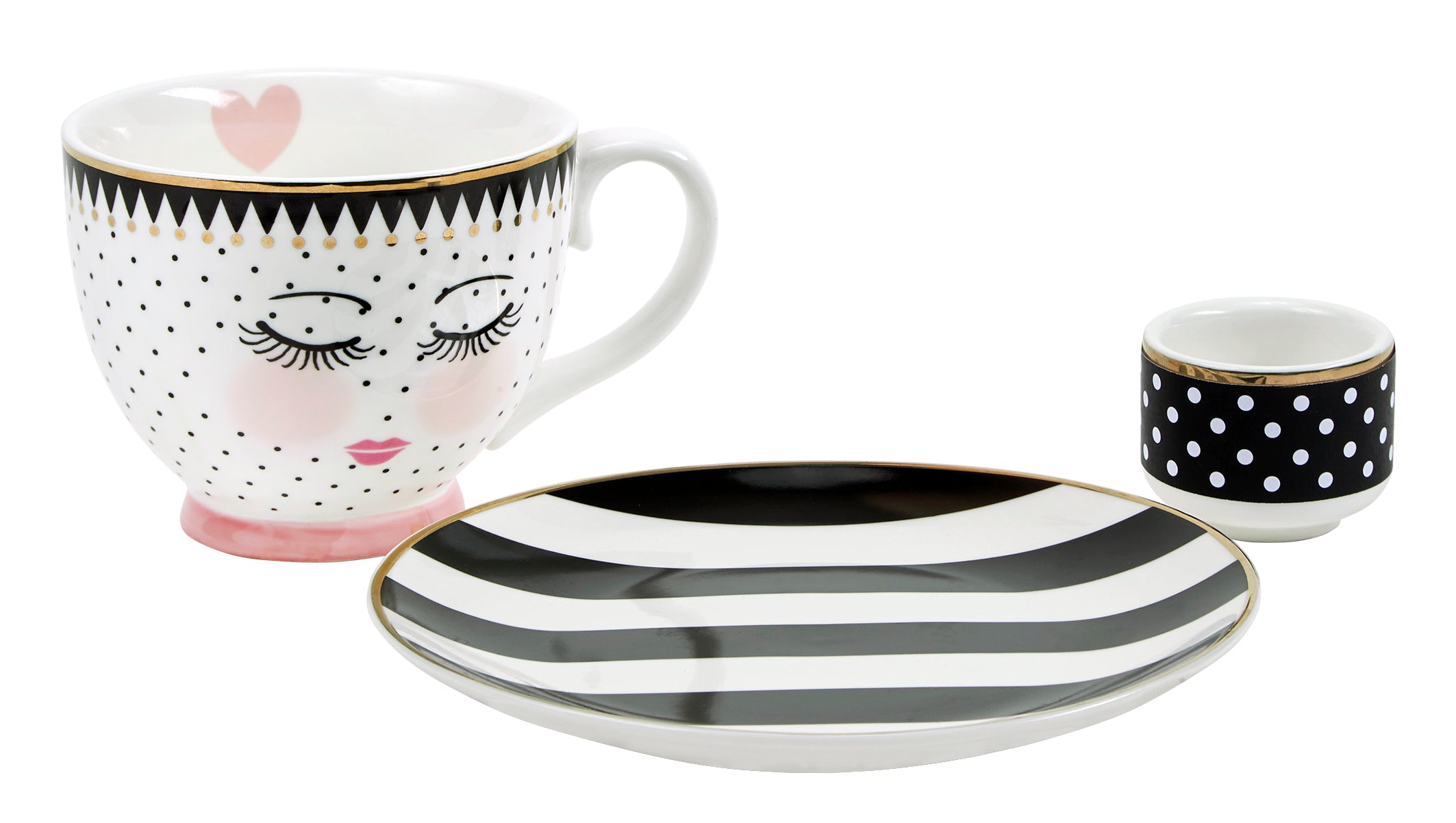 Kop, underkop & æggebære, gavesæt - Black/White