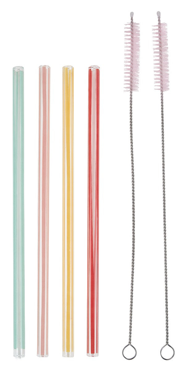 Glas sugerør, multi - 4 stk.