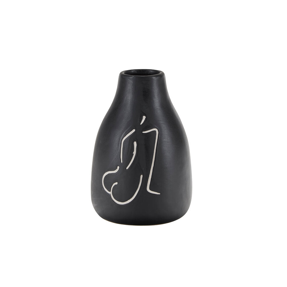 Vase med kvindeskikkelse, sort - H14 cm.