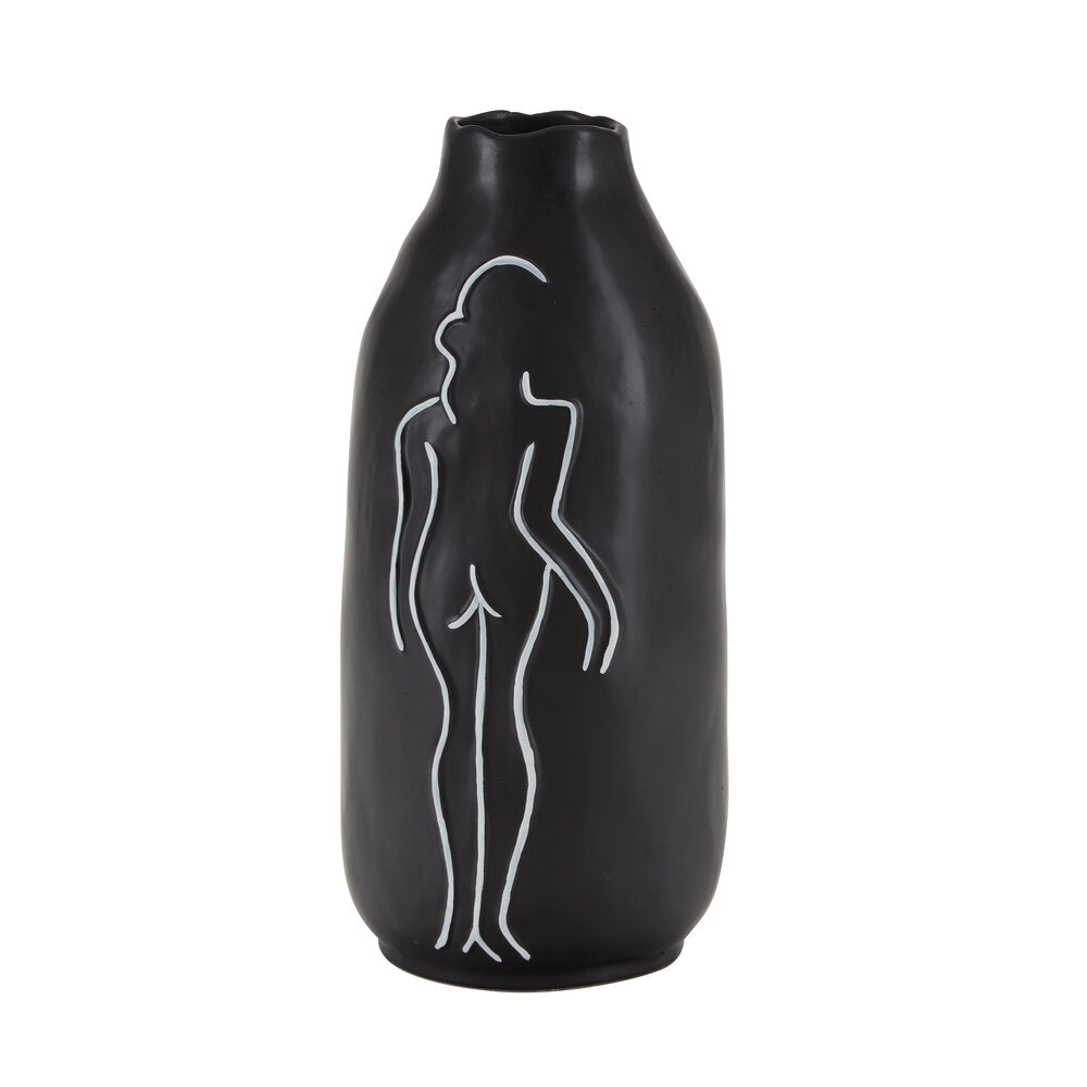 Vase med kvindeskikkelse, sort - H30,3 cm.