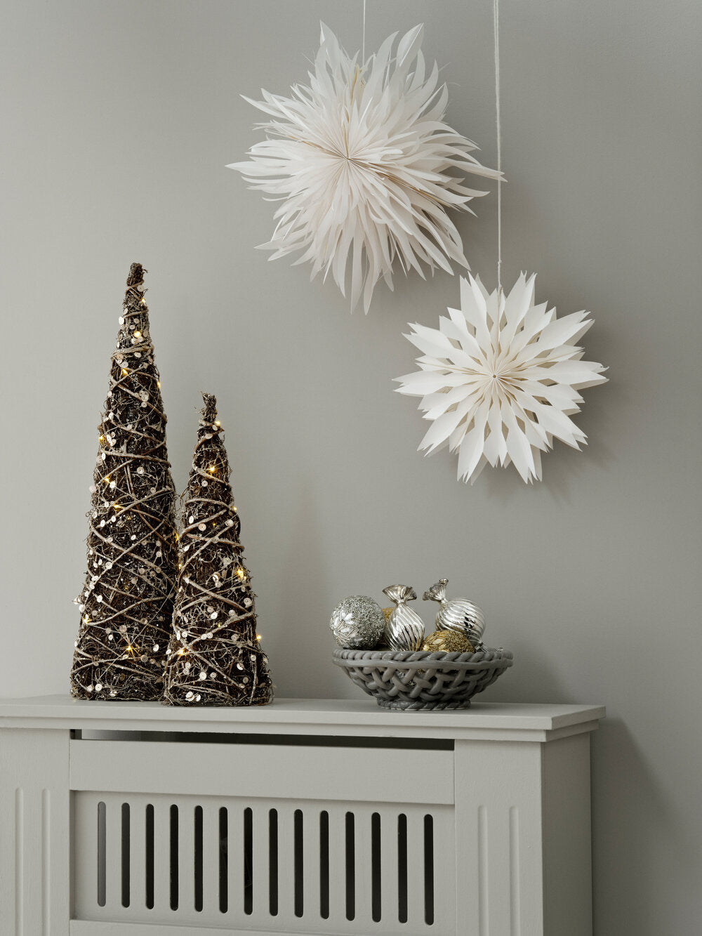 Foldbar stjerne m.LED lys, hvid - D:40 cm.