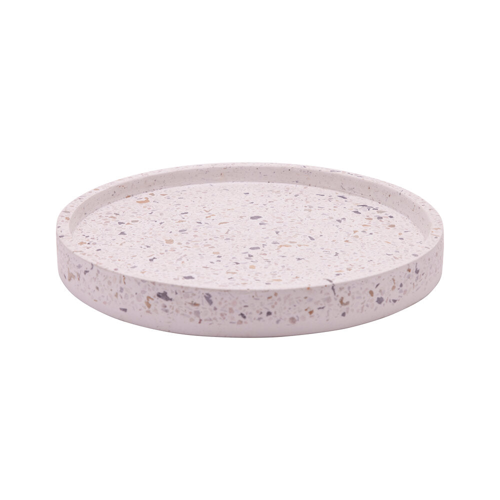 Rund terrazzo bakke - hvid