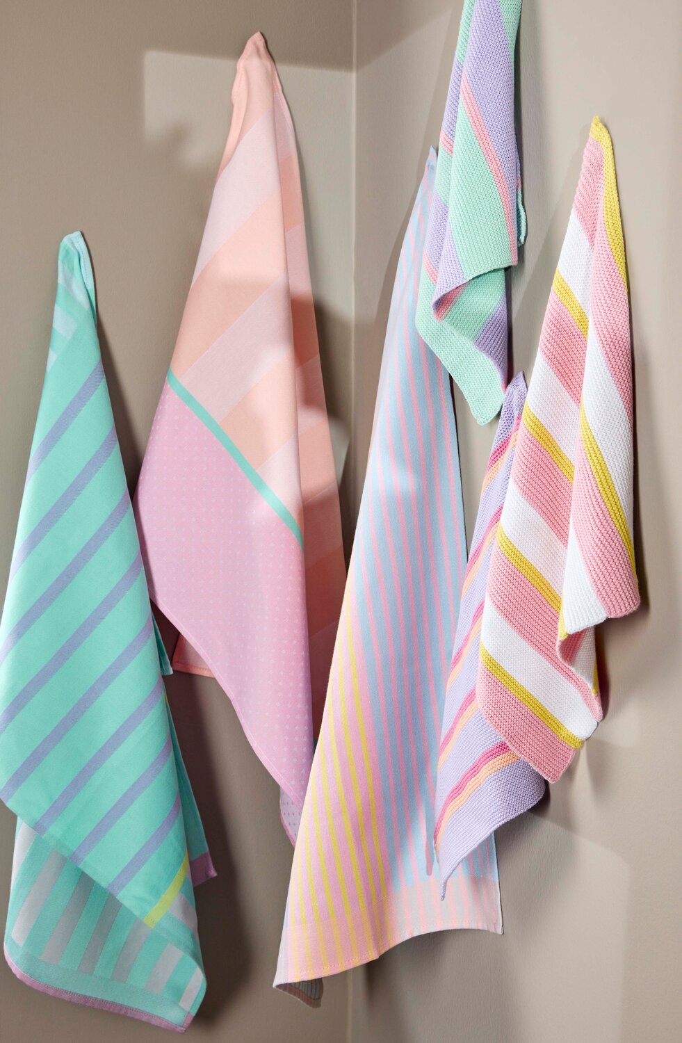 Karklud med striber - Rose/yellow/white