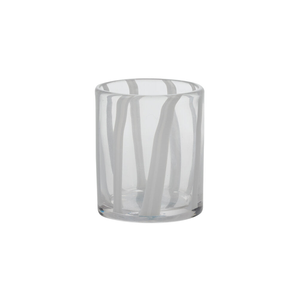 Tumbler glas med striber - hvid
