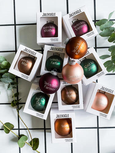 Rolsted Copenhagen Verdens Bedste Farfar julekugle - mørk rød - Bahne