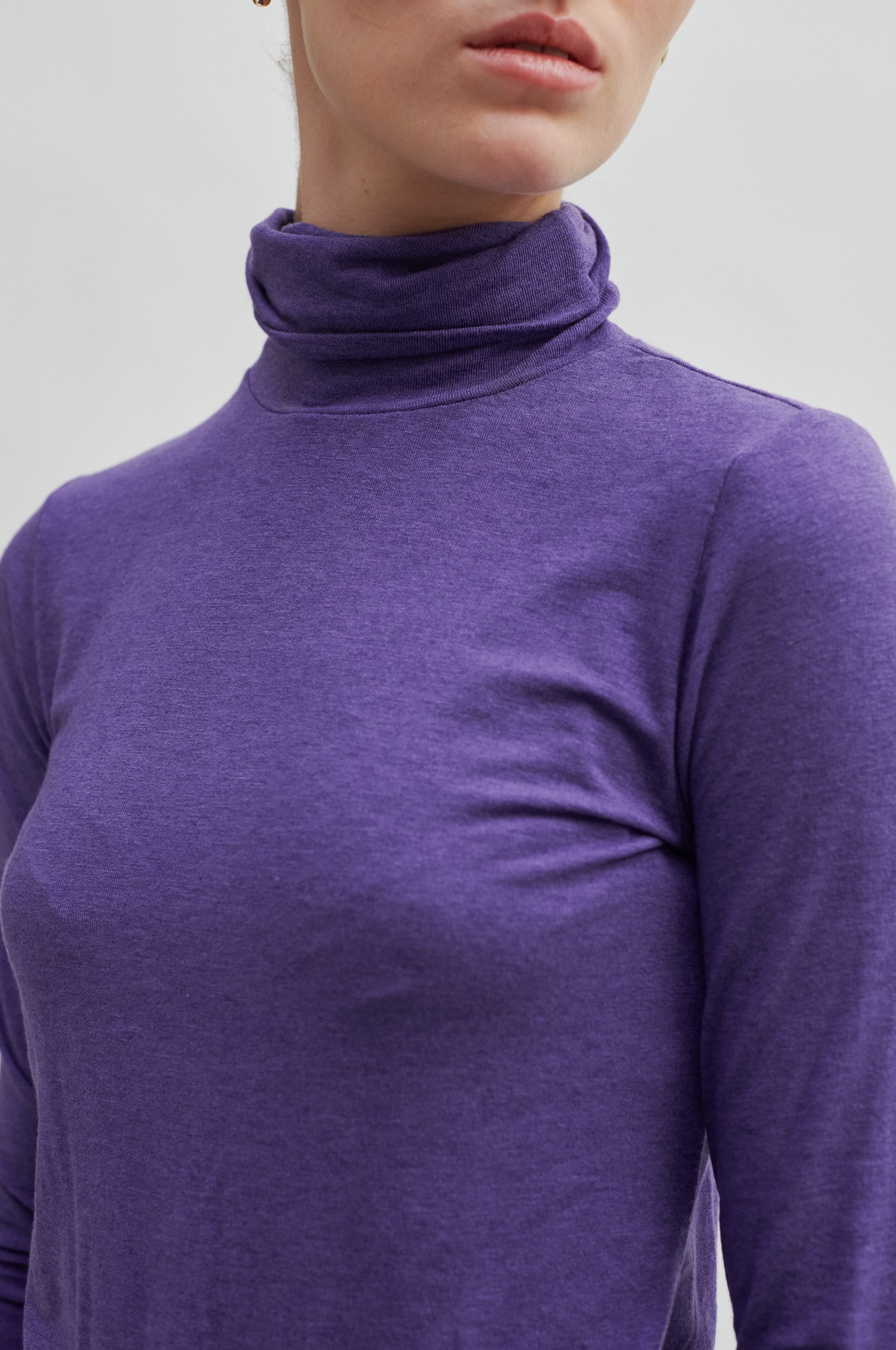 Matima T-Neck langærmet t-shirt - Grey Melange