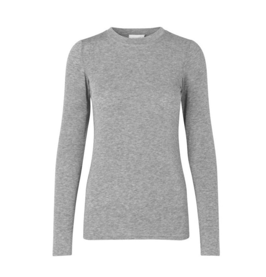 Matima O-neck langærmet t-shirt - Grey Melange