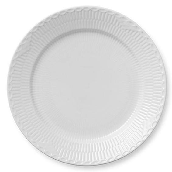 Royal Copenhagen Hvid riflet Halvblonde tallerken - 27 cm. - Bahne