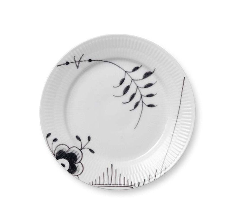 Royal Copenhagen Sort Mega riflet tallerken - 19 cm. - Bahne