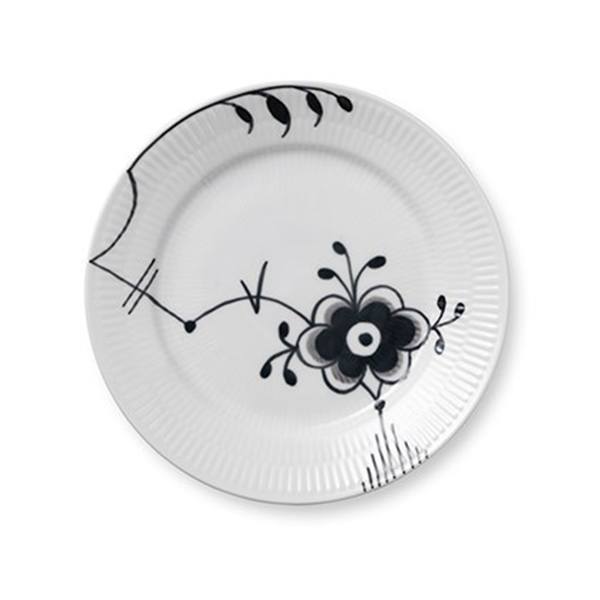 Royal Copenhagen Sort Mega riflet tallerken - 19 cm. - Bahne