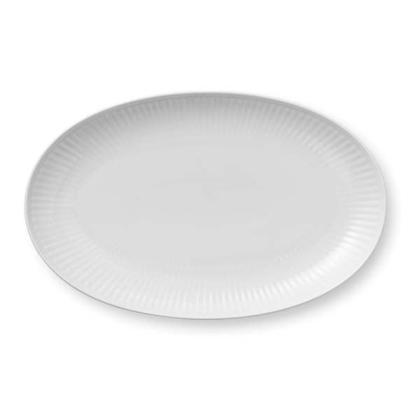 Royal Copenhagen Hvid Riflet asiet - 23 cm. - Bahne