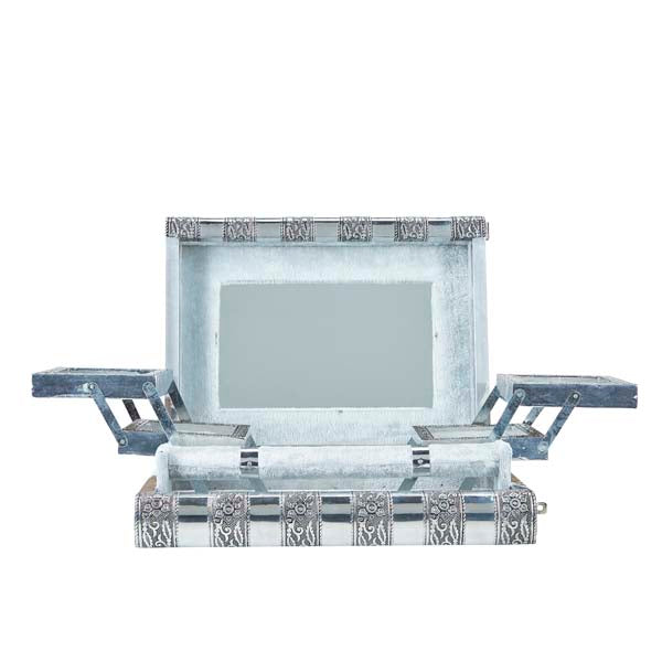 Smykkeskrin, antik sølvfarvet - 28x20 cm.