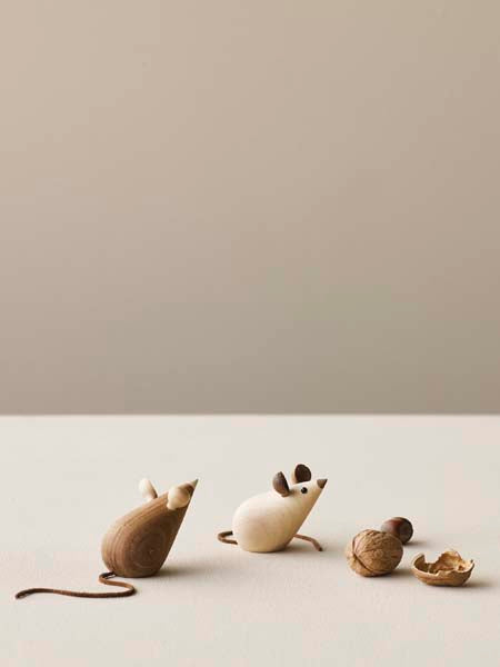 Lucie Kaas Musepar i ask og tropisk kastanje - H: 5,5 cm. - Bahne