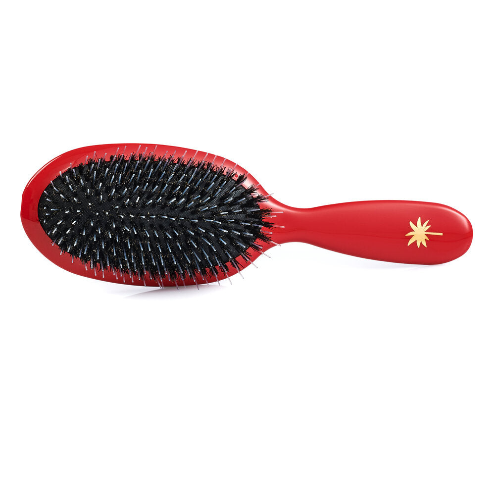 Medium Vildsvinehår & nylon hårbørste, Red Poppy - Gloss Red
