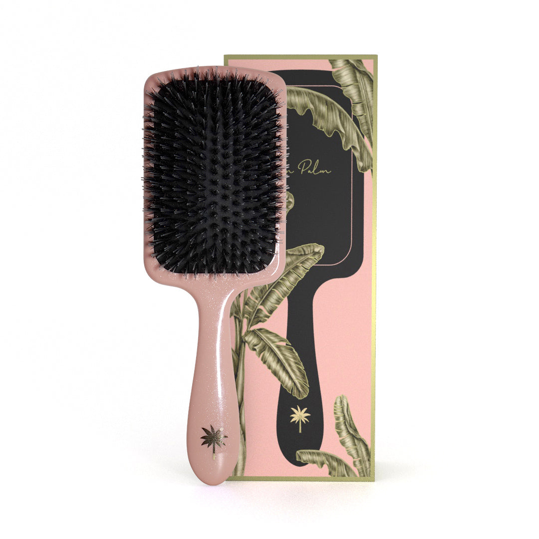 Large Paddle hårbørste, Double Bloom - Gloss Rose w/Glitter