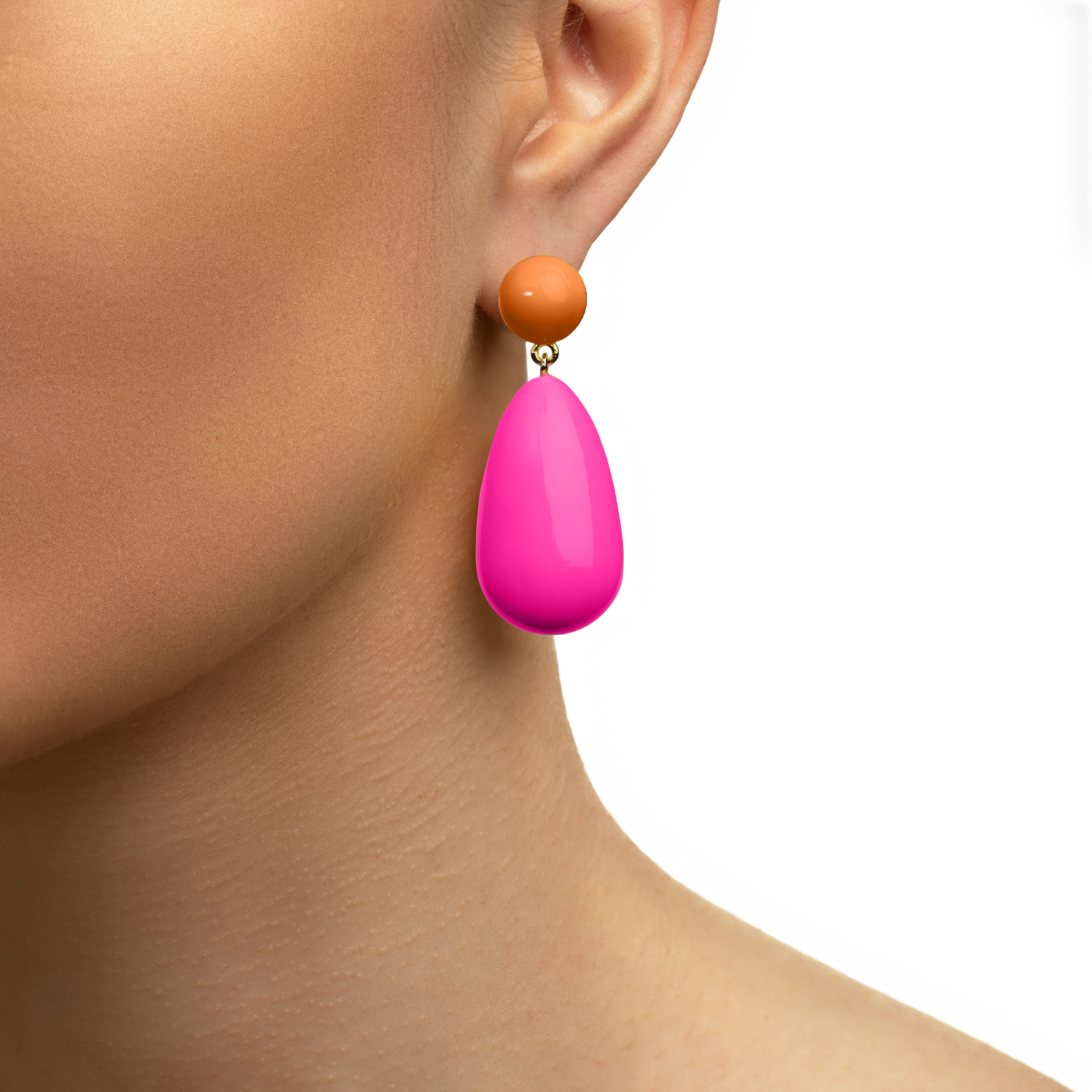 Drop øreringe - Neon Pink/Orange