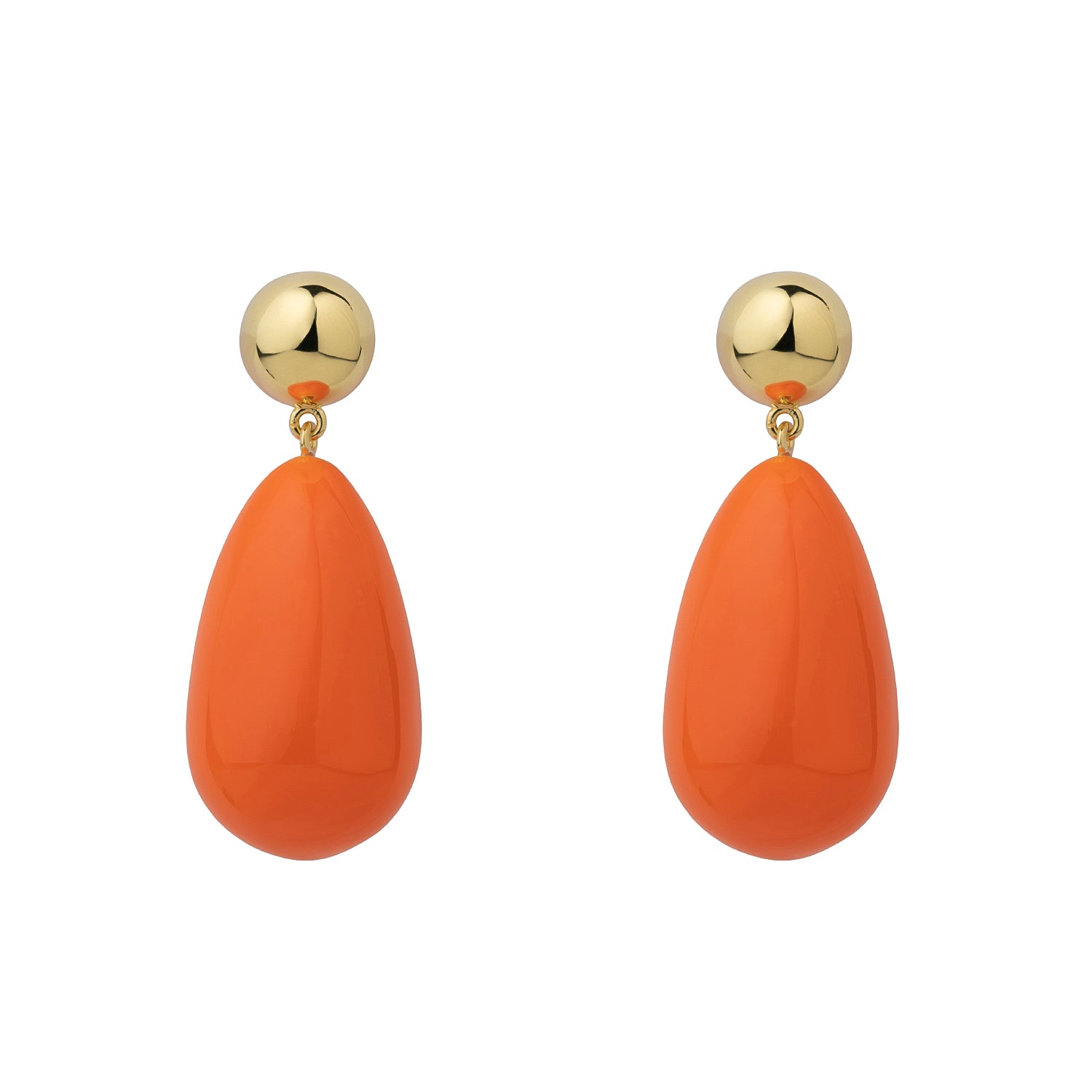 Drop øreringe - orange/forgyldt