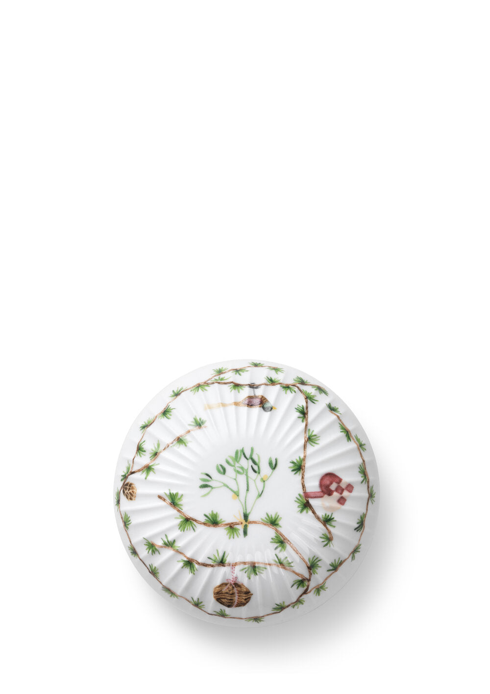 Hammershøi Christmas bonbonniere, hvid m. deko - Ø12 cm