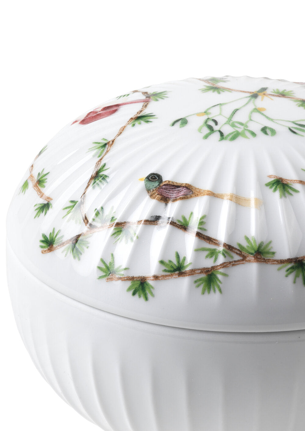 Hammershøi Christmas bonbonniere, hvid m. deko - Ø12 cm