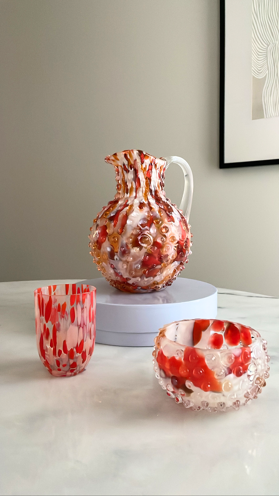 Confetti Hobnail Tapas skål - Crimson