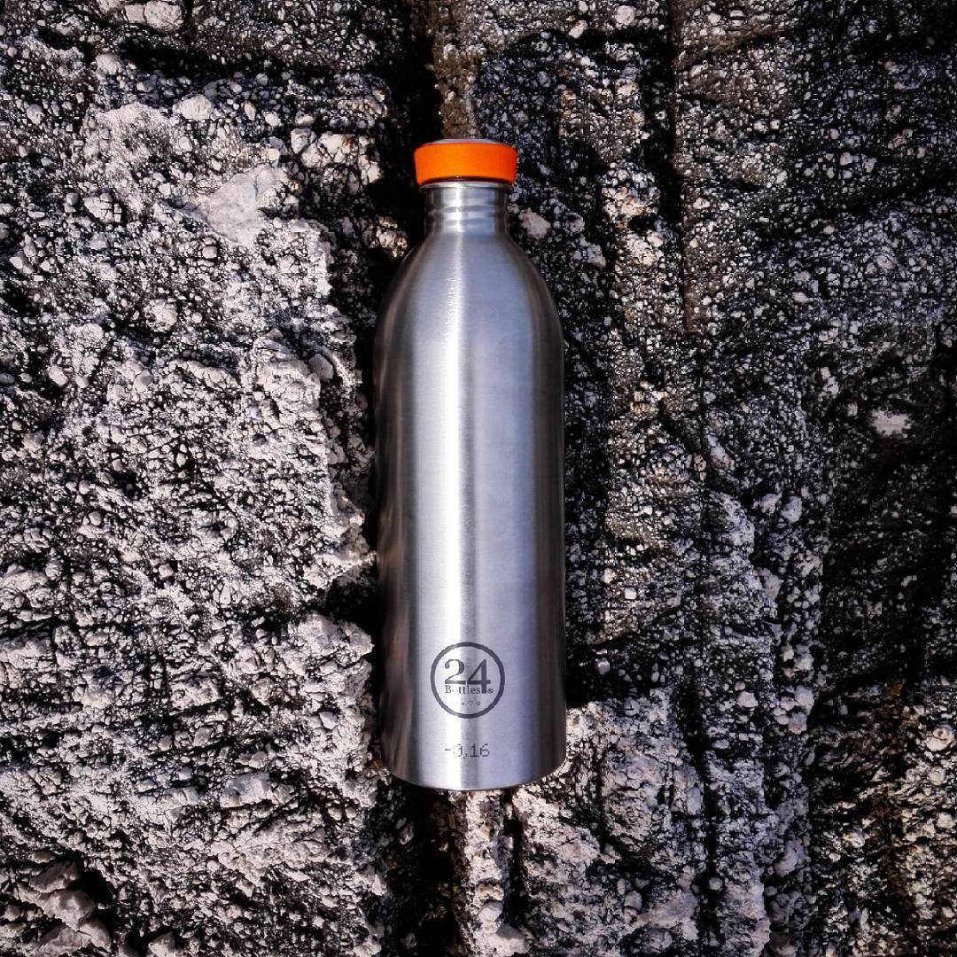 24Bottles 24bottles, Litro vandflaske, sølvfarvet -  1000ml. - Bahne