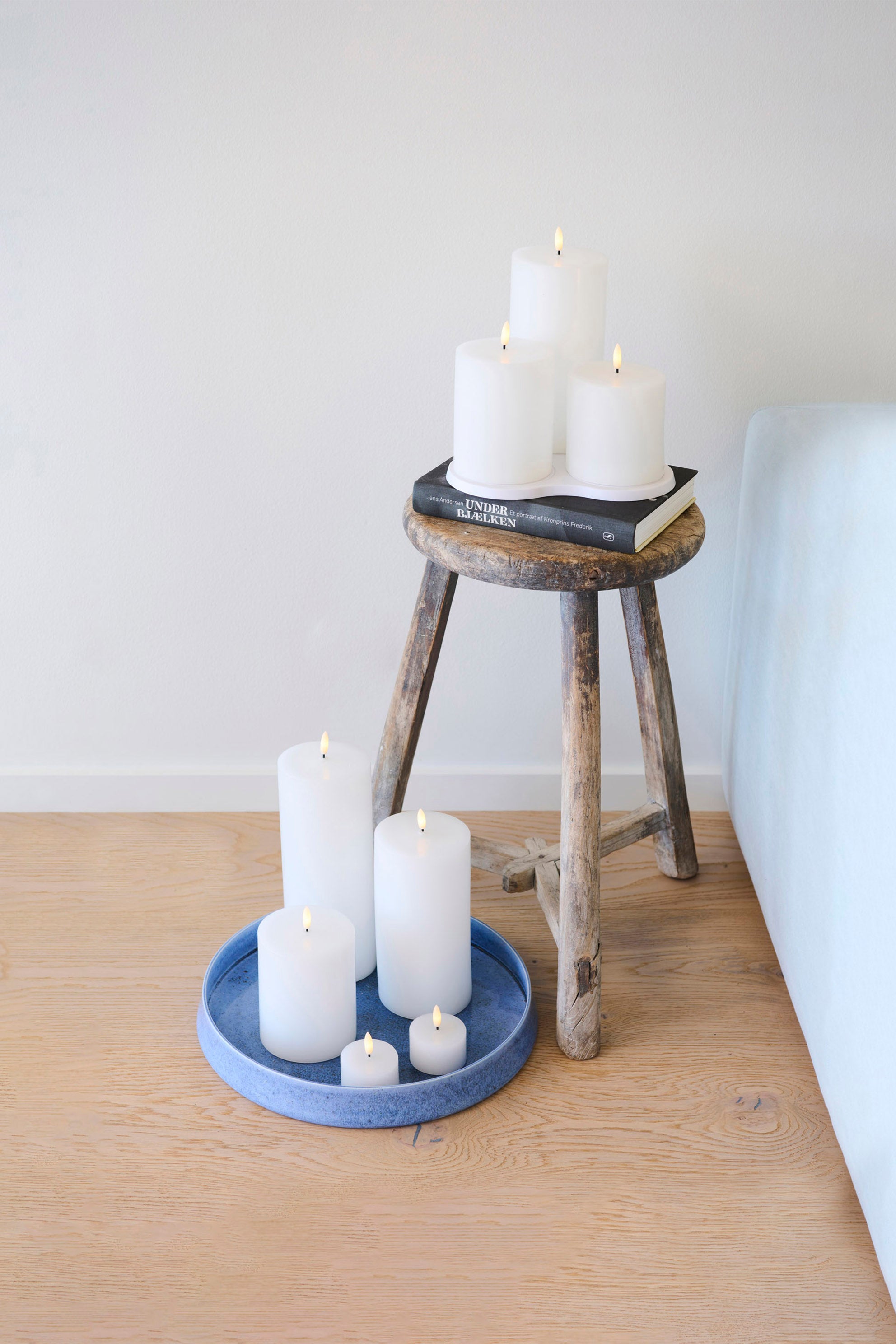 Sille genopladelig LED fyrfadslys, hvid - 2 stk.