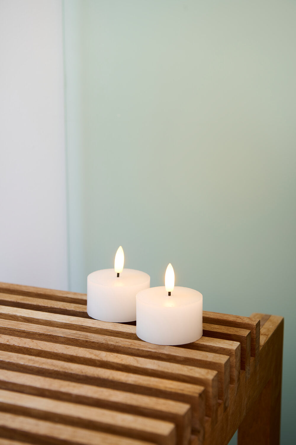 Sille genopladelig LED fyrfadslys, hvid - 2 stk.