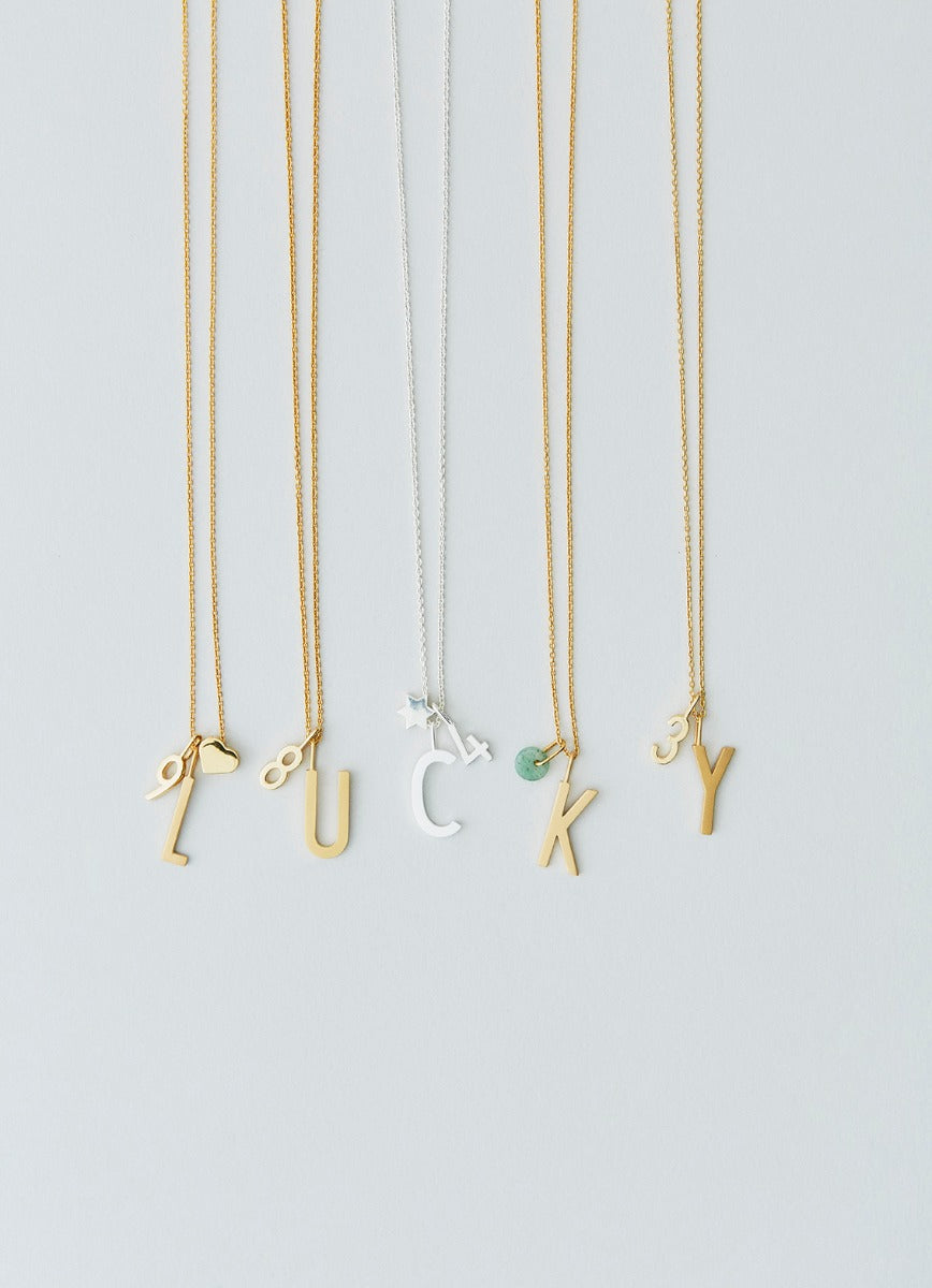 Lucky Numbers vedhæng fra 0-9 - forgyldt