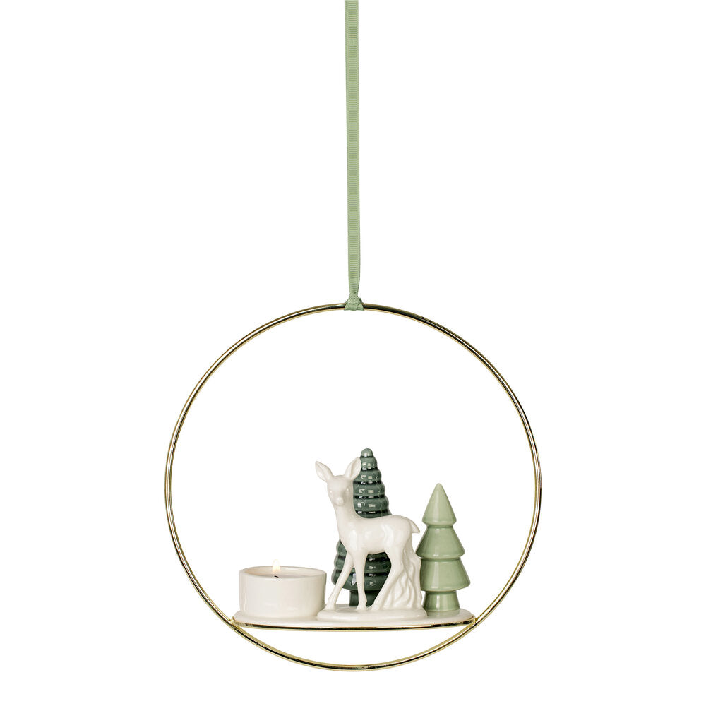 Bambi votive ring fyrfadslysestage - hvid/grøn