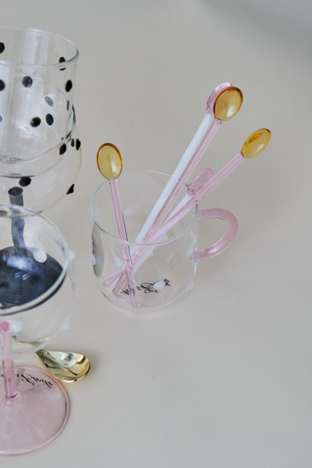 Miss Étoile Glasskeer, 4 stk. - gul/rosa og rosa/hvid - Bahne