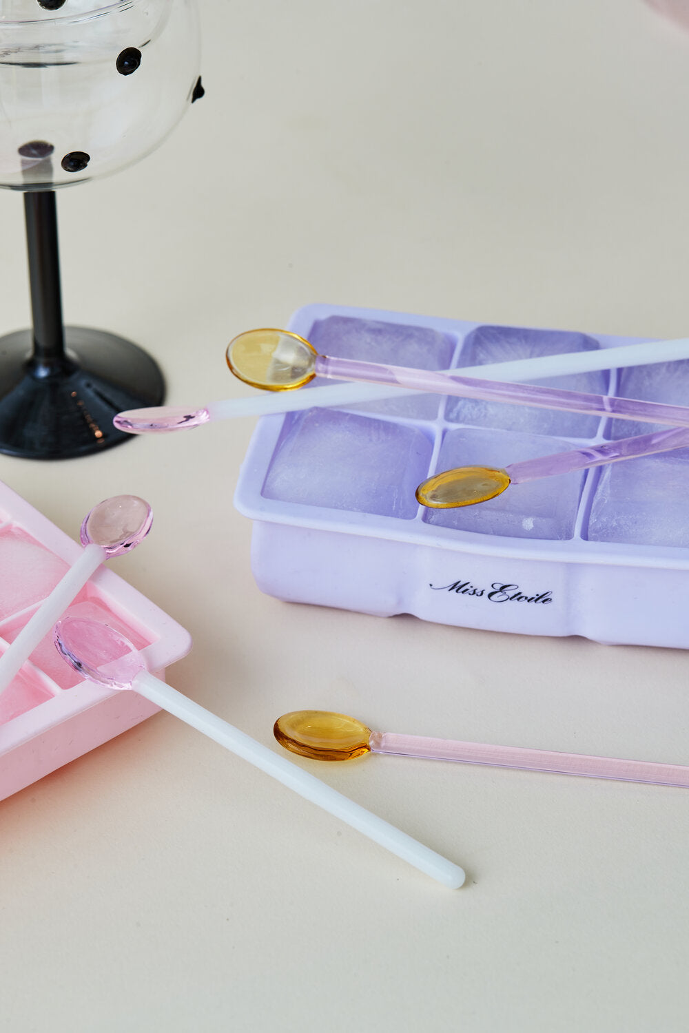 Miss Étoile Glasskeer, 4 stk. - gul/rosa og rosa/hvid - Bahne